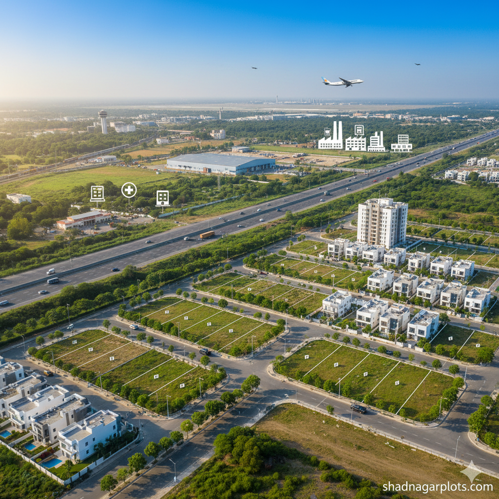 Aerial view of Shadnagar residential plots and villas